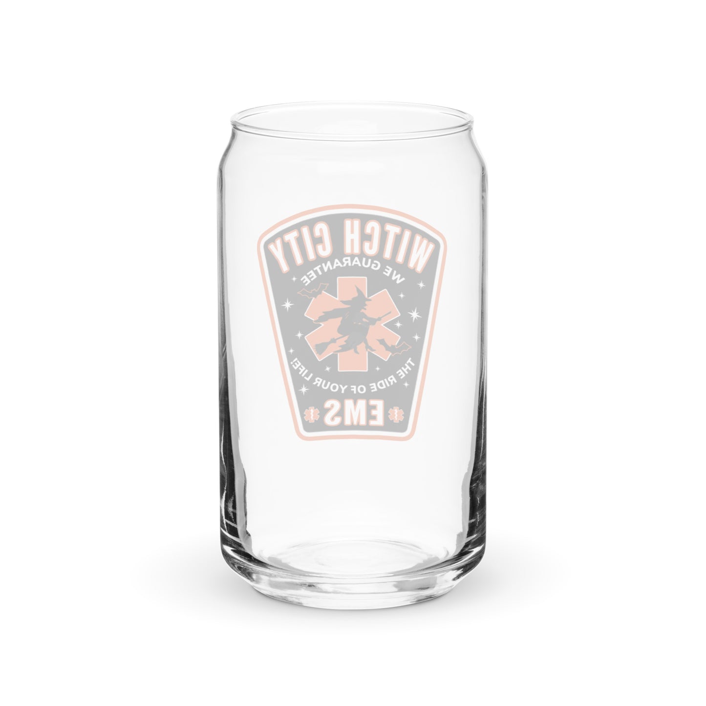 Can-shaped glass Witch City EMS