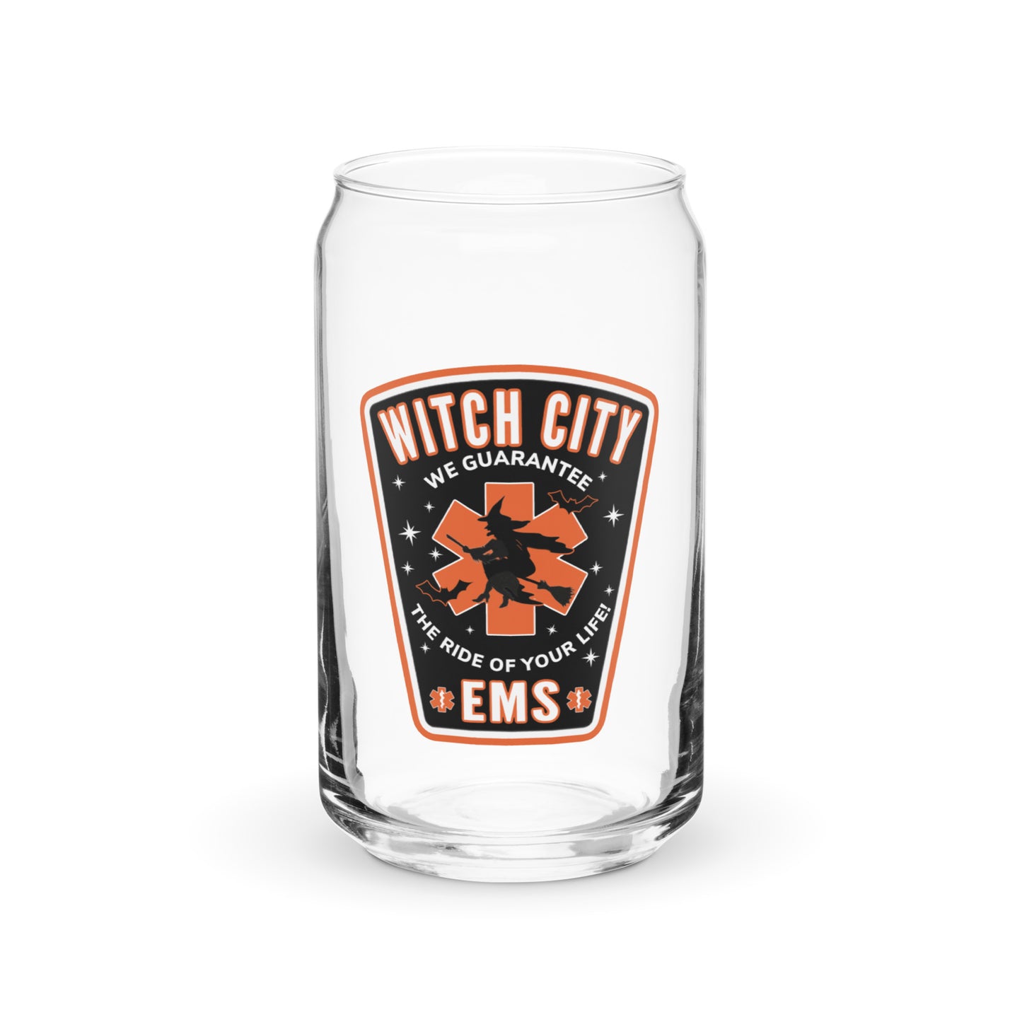 Can-shaped glass Witch City EMS