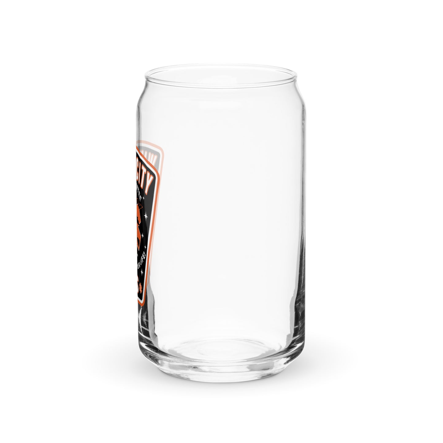 Can-shaped glass Witch City EMS