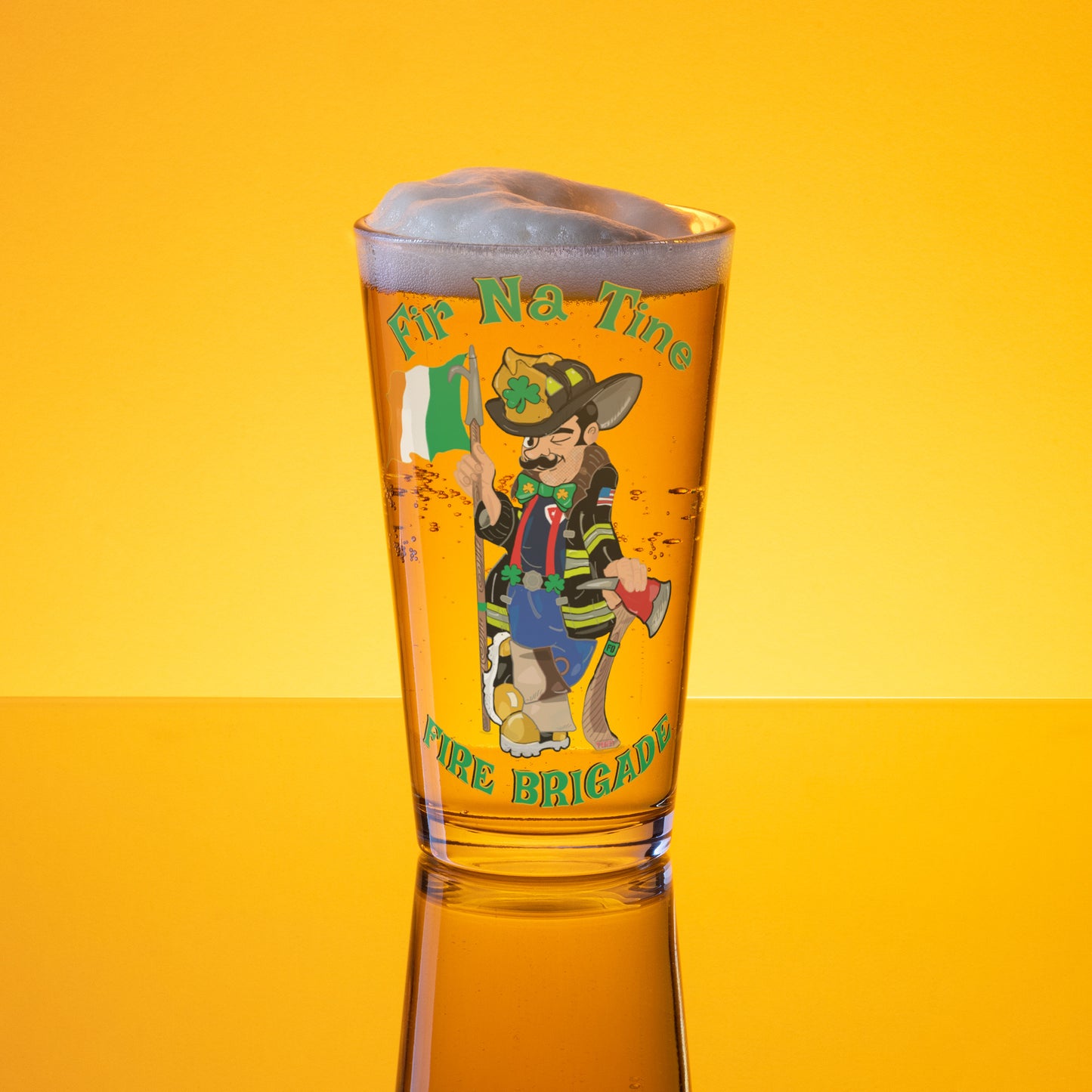 Shaker pint glass Fire St. Patty’s Day