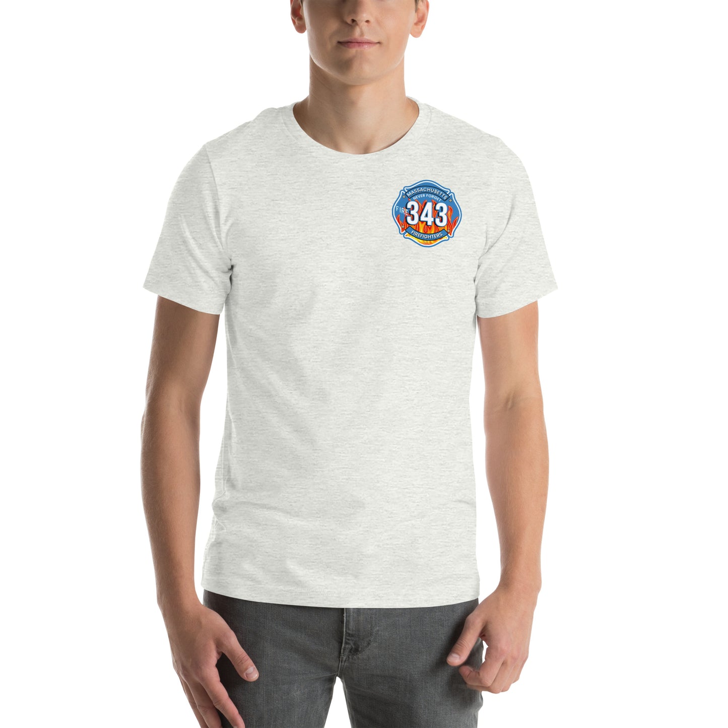 Unisex t-shirt Mass Firefighters Never Forget License Plate