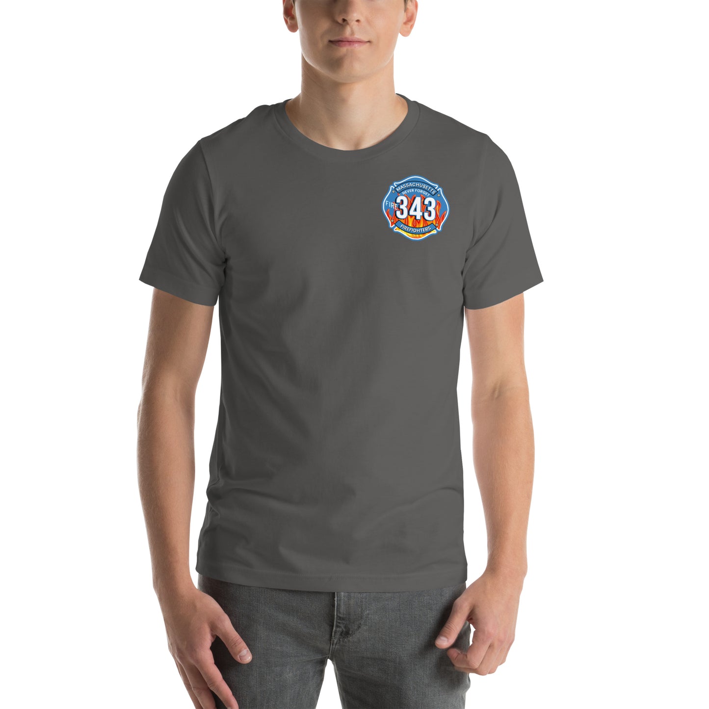 Unisex t-shirt Mass Firefighters Never Forget License Plate