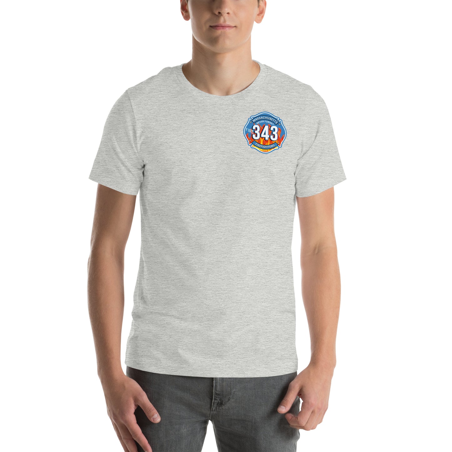 Unisex t-shirt Mass Firefighters Never Forget License Plate