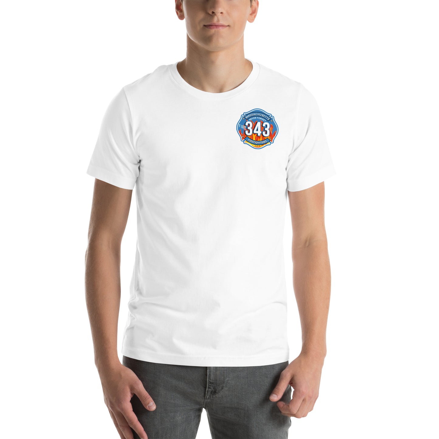 Unisex t-shirt Mass Firefighters Never Forget License Plate